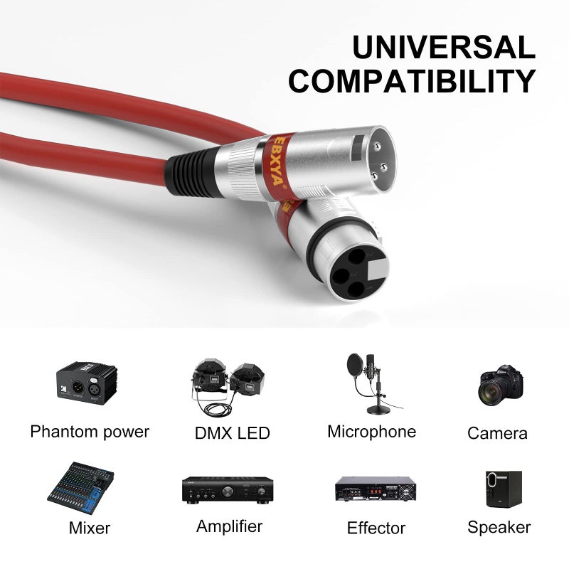 EBXYA XLR Cable 10 ft 10 Packs - Premium Balanced DMX Cable, XLR Male to Female Microphone Cable - Image 3